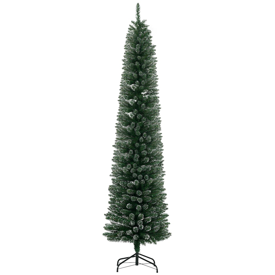 image 1 of HOMCOM 7.5FT Artificial Snow Dipped Christmas Tree Home Indoor Decoration Green