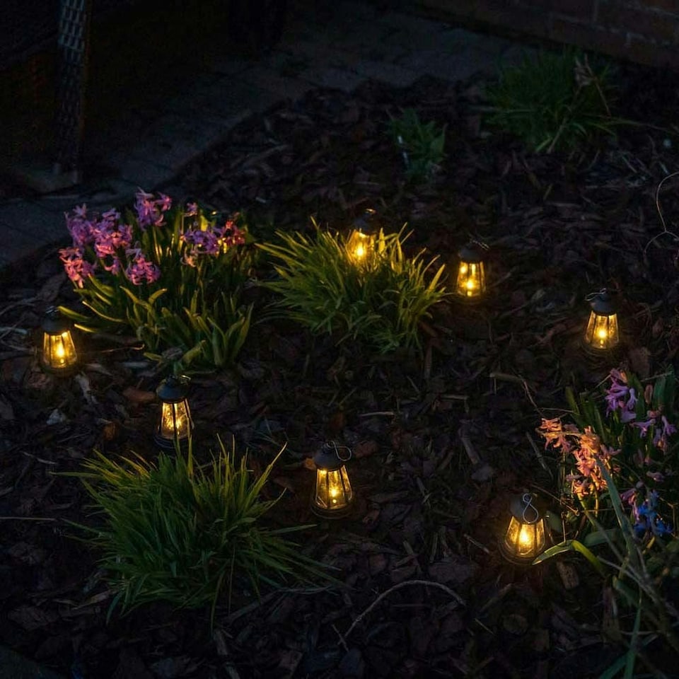 image 1 of ValueLights Solar 4 Pack Black Outdoor Lantern
