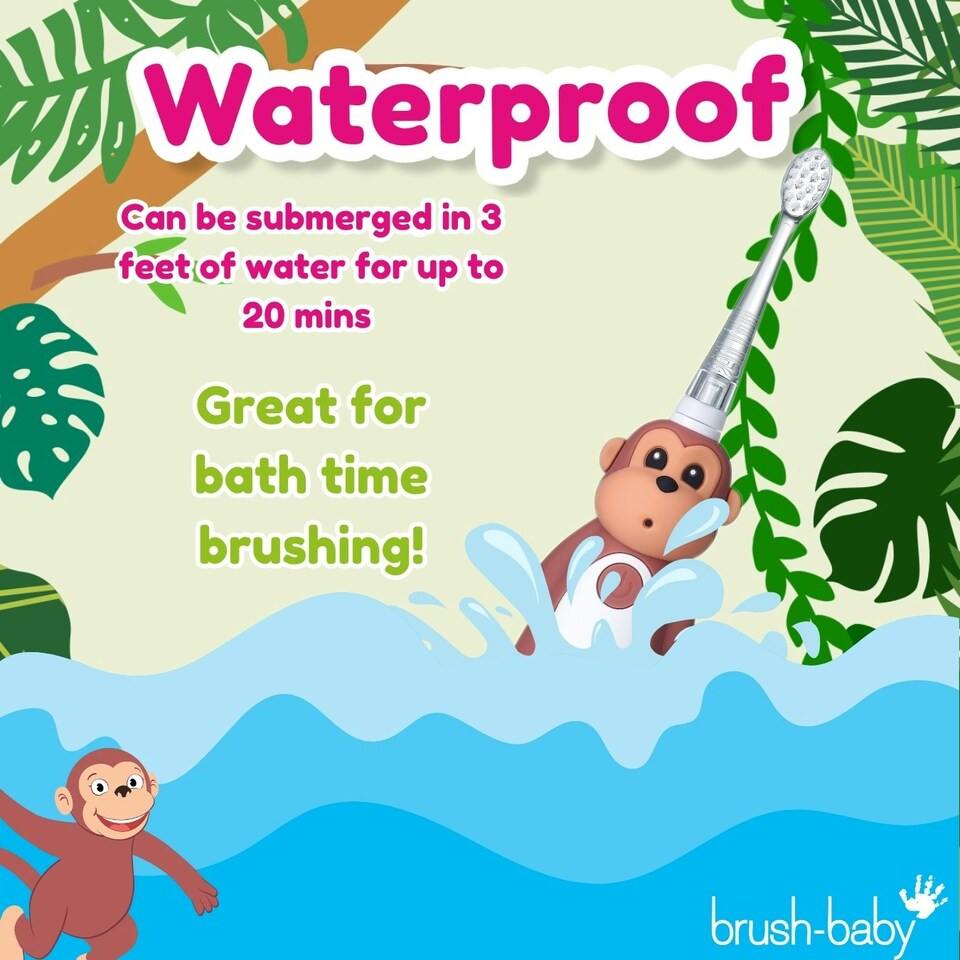 image 1 of Brush Baby WildOnes™ Monkey Kids Electric Rechargeable Toothbrush