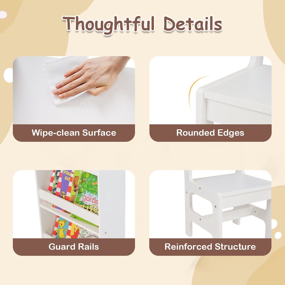 image 1 of COSTWAY Kids Art Table & Chair Set Toddler Desk White