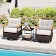 image 3 of COSTWAY 3 Piece Outdoor Swivel Chair Set Patio Wicker Rotating Chairs