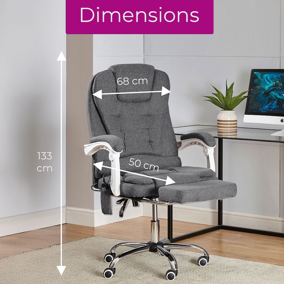 image 1 of Neo Office Chair Brown Faux Leather with Massage Function & Footrest | Grey