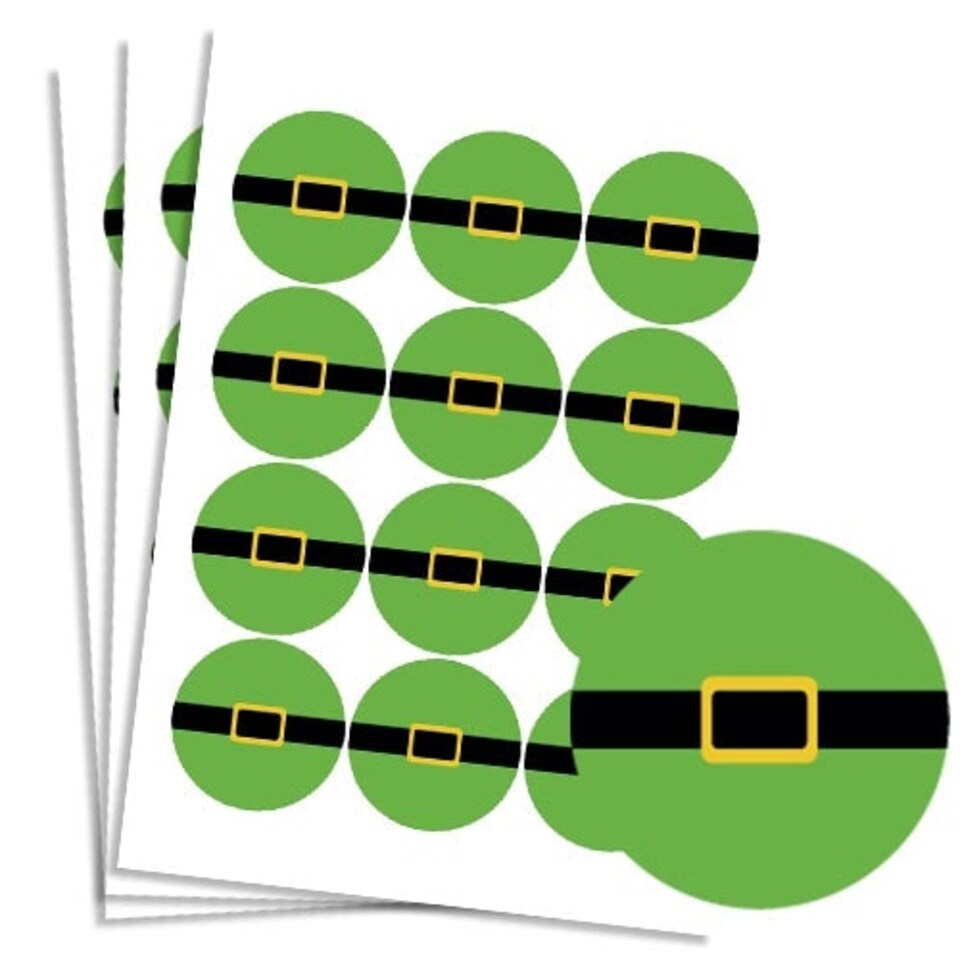 image 1 of Christmas Elf Belt Round Stickers 60mm - Sheet of 12