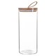 image 1 of Argon Tableware Glass Storage Jar with Wooden Lid - Leather Loop - 1.5 Litre