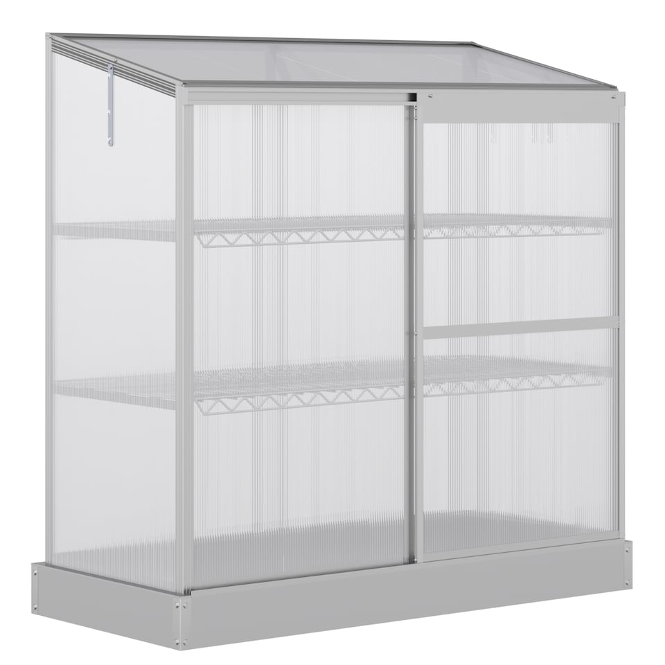 image 1 of Outsunny 4x2ft 3-Tier Greenhouse Outdoor Plant Grow Aluminium Frame w Roof Door