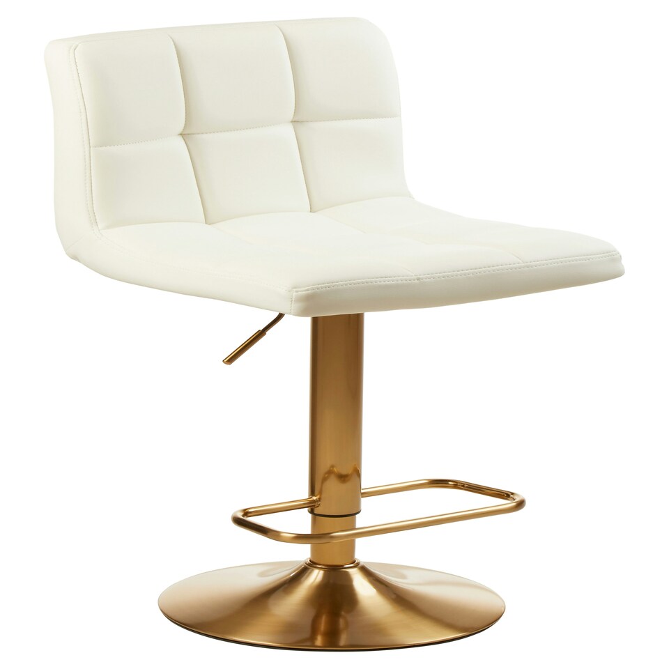 image 1 of Interiors by Premier Adjustable Gold & White Finsih Bar Stool, Comfort And Stable Counter Stool, Elegant Kitchen Bar Chair