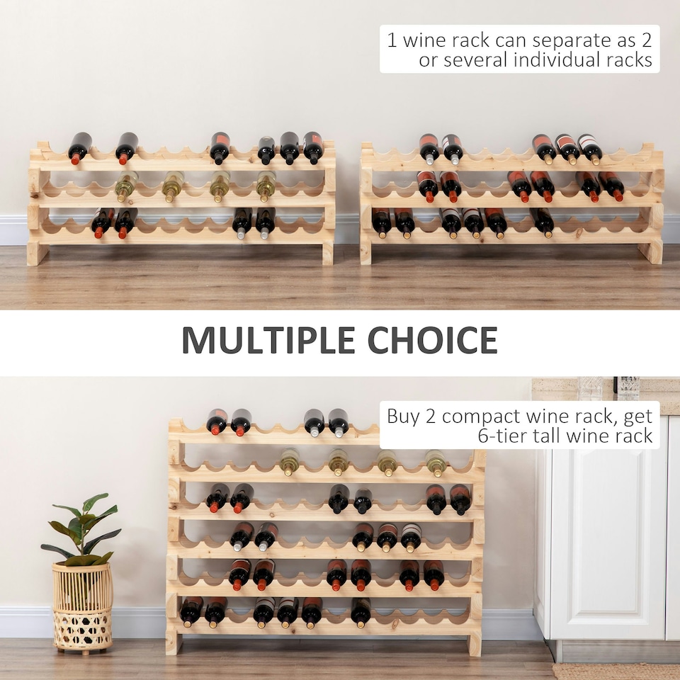 image 1 of HOMCOM 36 Bottle Shelf Wine Rack Holder Standing Holds Storage Fir Wood Cellar