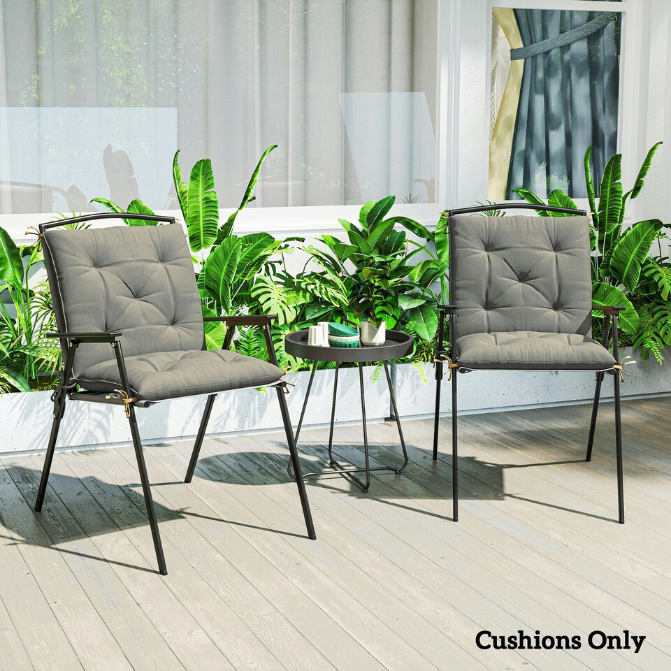 image 1 of Outsunny Set of 2 Garden Chair Cushions Seat Pad for Outdoor Use Khaki 