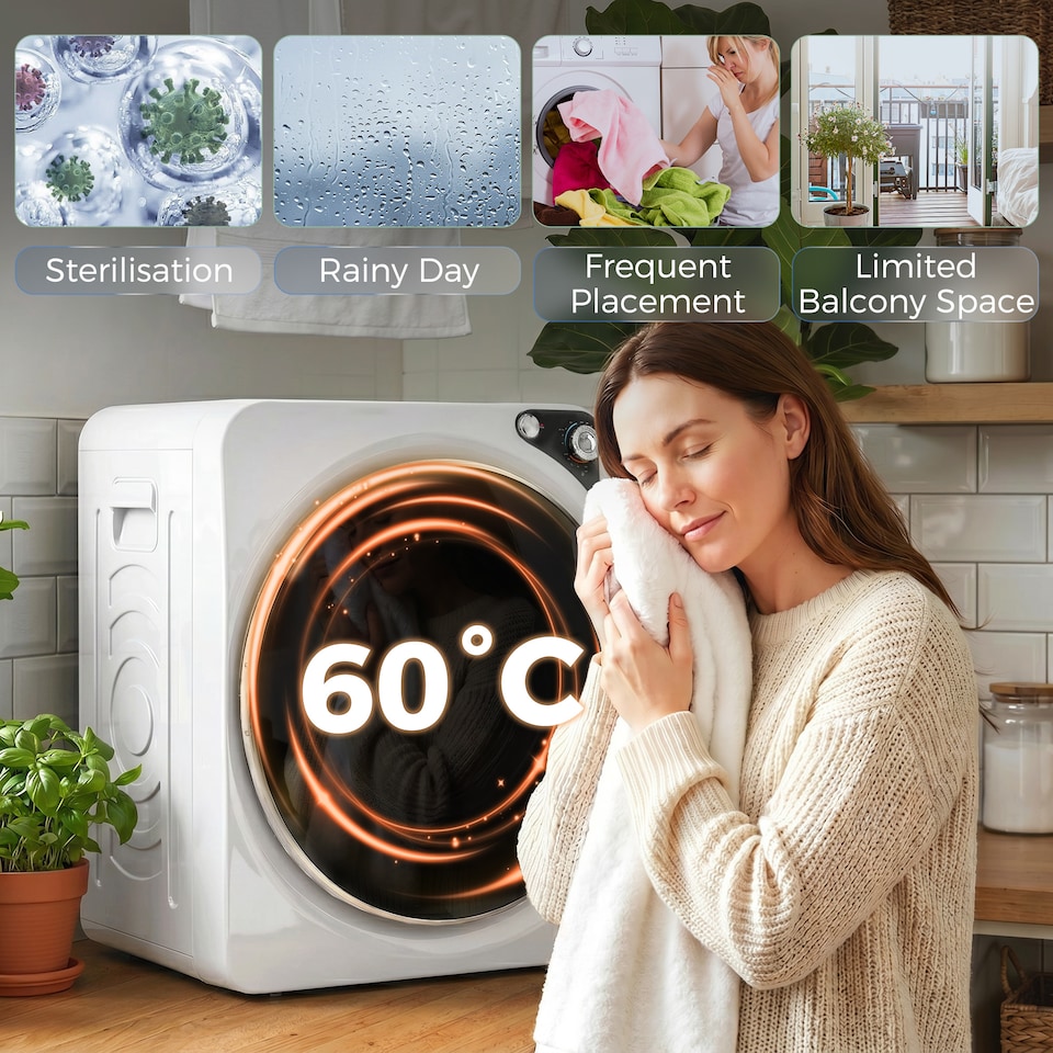 image 1 of HOMCOM 5kg Vented Tumble Dryer, Compact Dryer with 5 Drying Modes