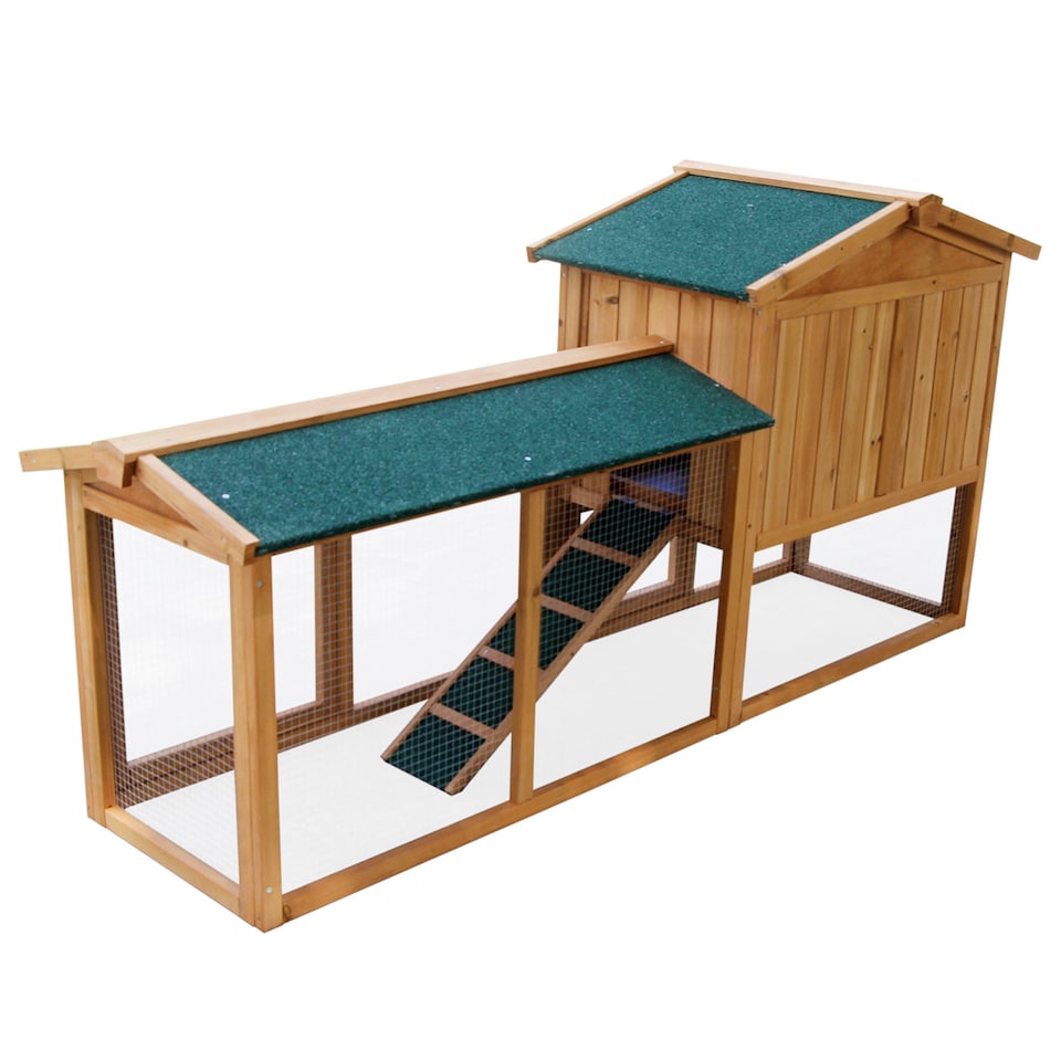 image 1 of Actiaspet - Portable Extra Large Wooden Triangle Rabbit Hutch (Fir & Plywood) | 180 cm x 46 cm x 52 cm (XL Hutch)