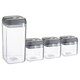 image 1 of Argon Tableware 4pc Food Storage Containers Set - Grey Airtight Plastic Storage Pantry Food Organiser with Flip Lock Lid 2 Sizes