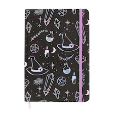 Something Different Crystal Witch Print A5 Notebook - Black/Blue - One Size