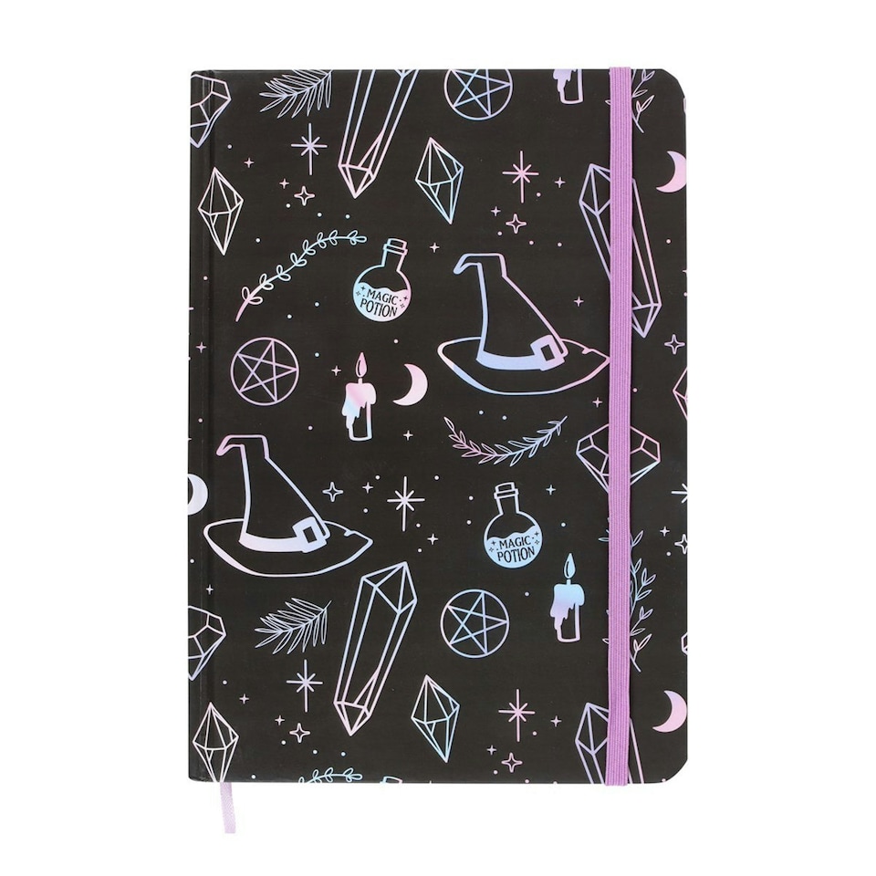 Something Different Crystal Witch Print A5 Notebook - Black/Blue - One Size