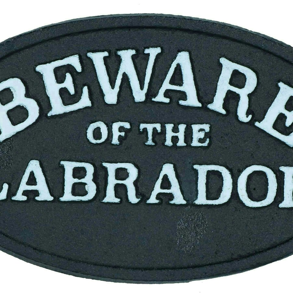 image 1 of Beware the Labrador Dog Black Cast Iron Sign Plaque Door Wall House Gate Post
