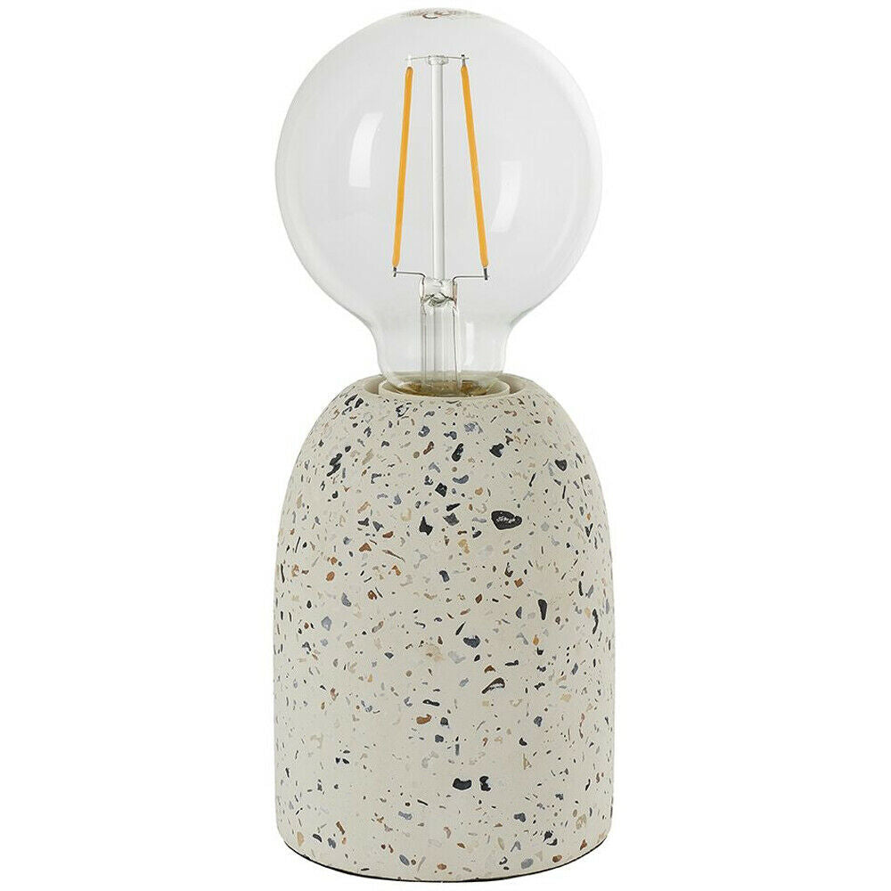 Loops Modern Terrazzo Mini Table Lamp White Speckled Marble Bedside Bulb Holder Light