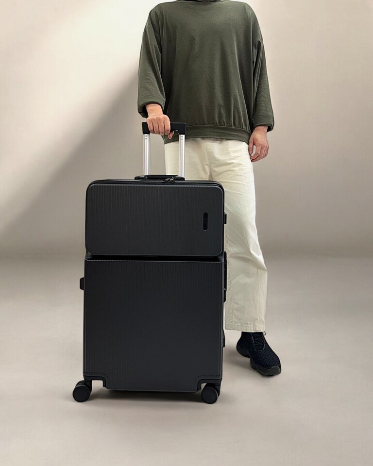 image 1 of Large Suitcase 26’ Inch Hard Shell Checked Luggage - Lightweight, Durable with Built-in Cupholder, TSA Lock, Dual Spinner Wheels