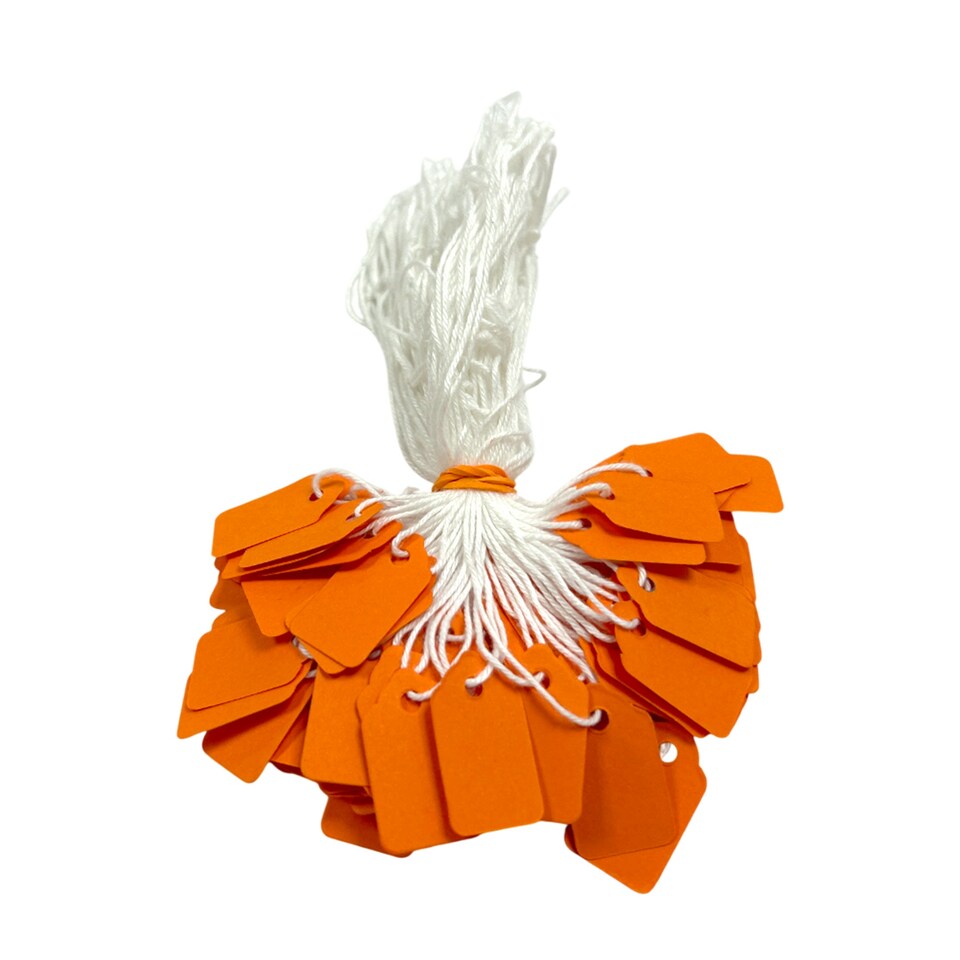 image 1 of Pack of 200 Small Orange Strung Tags 13 x 20mm