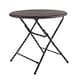 image 6 of 80cm Round Folding Heavy Duty Outdoor Rattan Patio Garden Bistro Table | Brown
