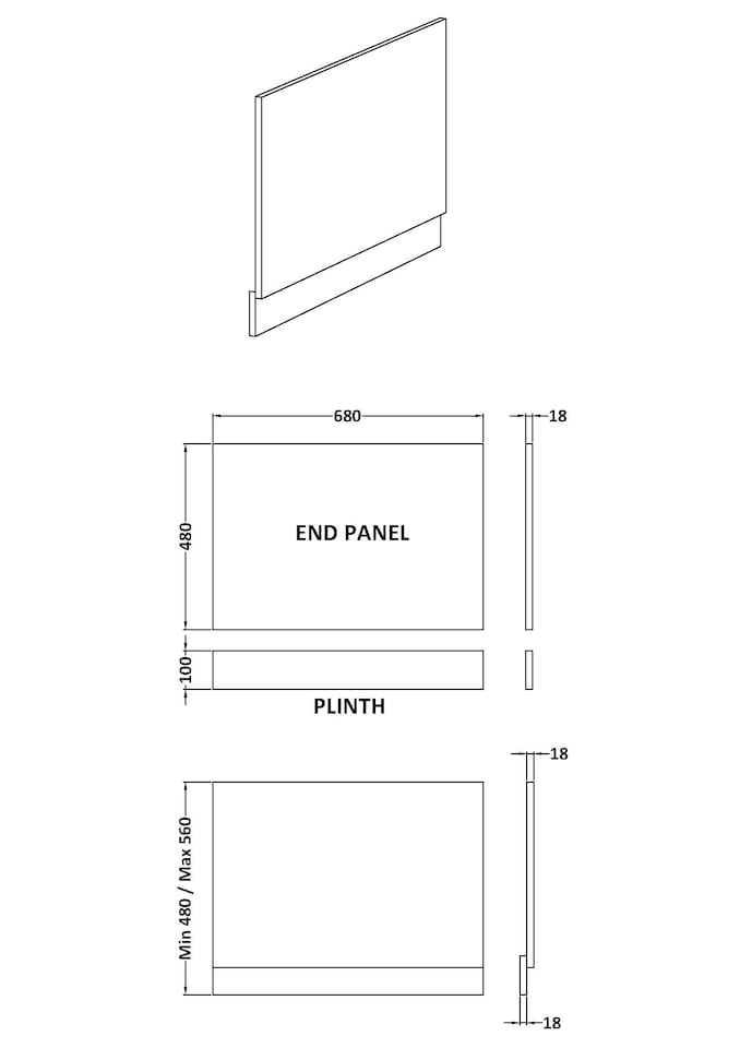 image 1 of 700mm MDF Bath End Panel & Plinth - Gloss White | White | Gloss White | 1