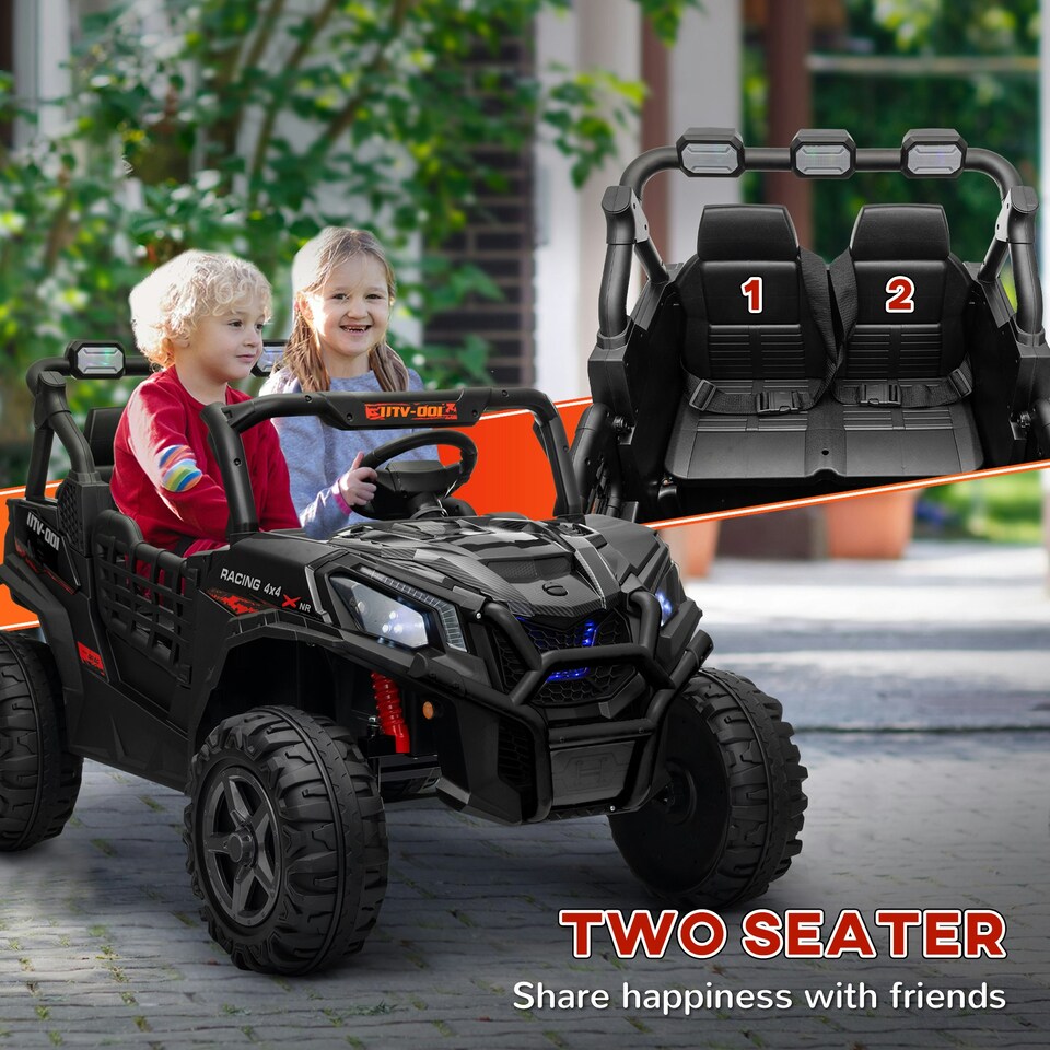 image 1 of AIYAPLAY 2 Seater 24V Kids Electric Car w/ Remote Control, Black