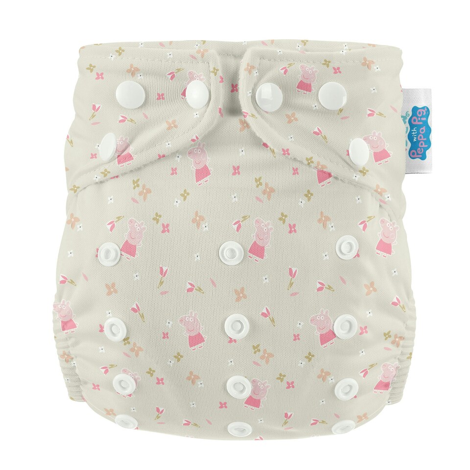 image 1 of Peppa Pig One Size All-In-One Reusable Cloth Nappy - Peppa Floral
