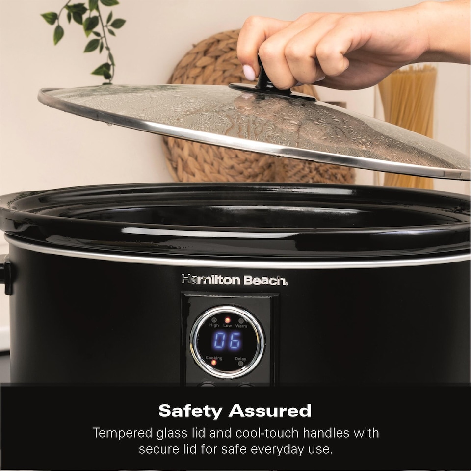 image 1 of Hamilton Beach 6.5L Digital Oval Slow Cooker Black