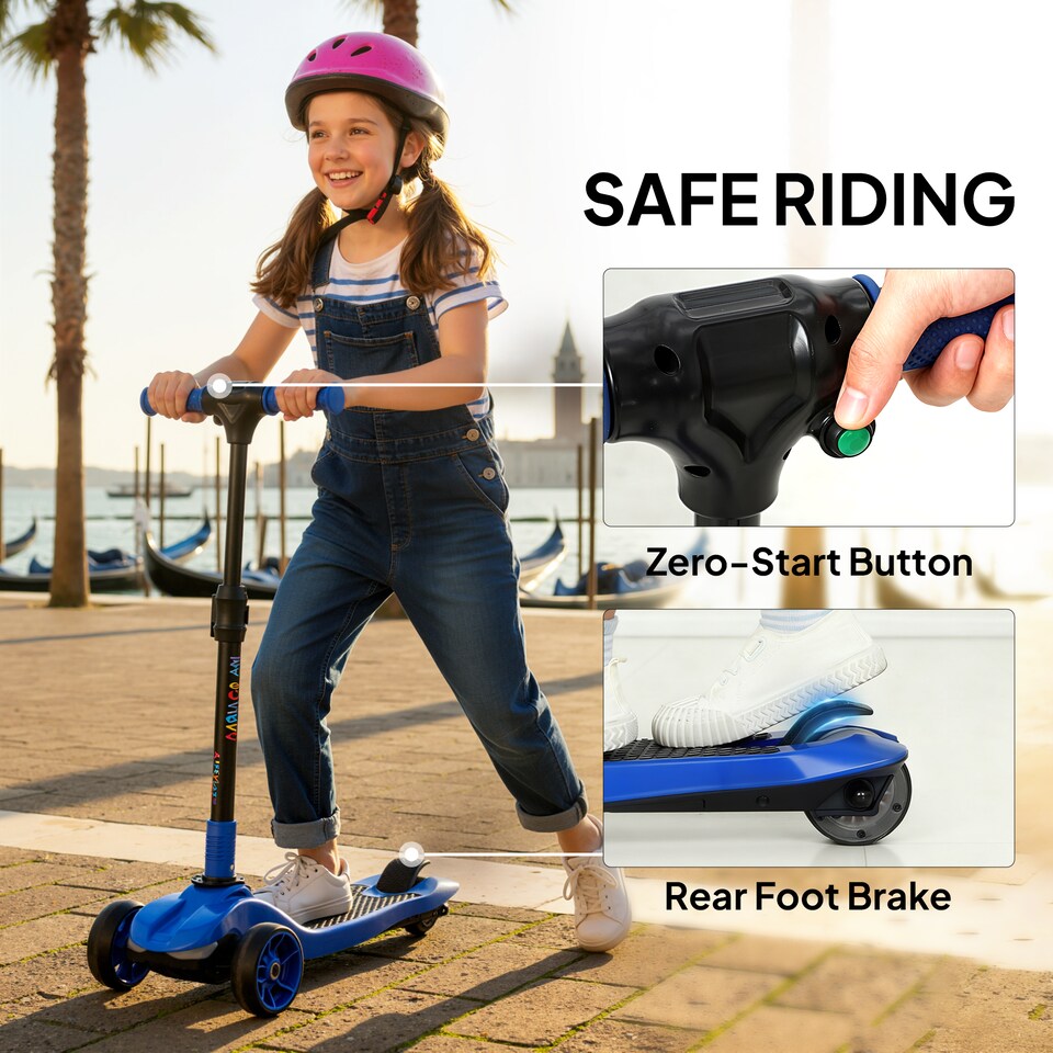 image 1 of AIYAPLAY Electric Scooter for Age 6-10, 3 Wheel Foldable Kids Scooter | Blue