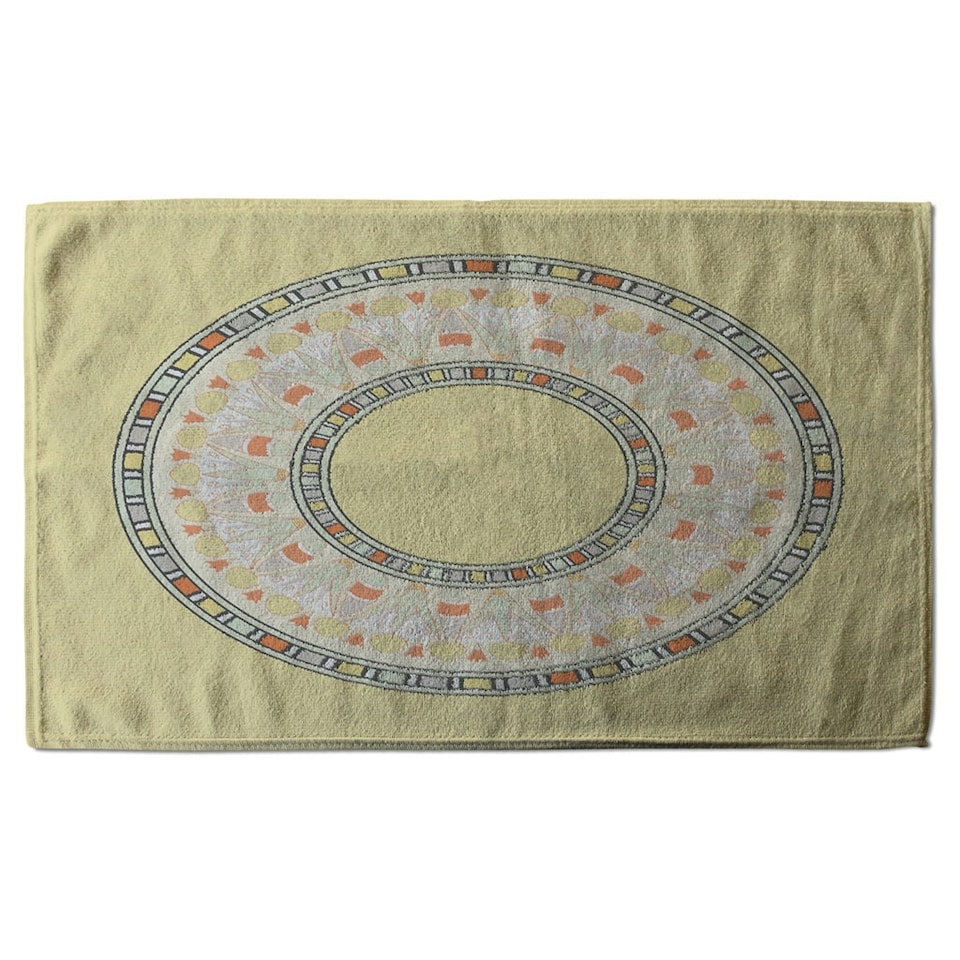 image 1 of Yellow Circle Ornament. Round Frame (Kitchen Towel)