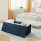 image 4 of COSTWAY Folding Storage Ottoman Bench Tufted Seat Blue Blue