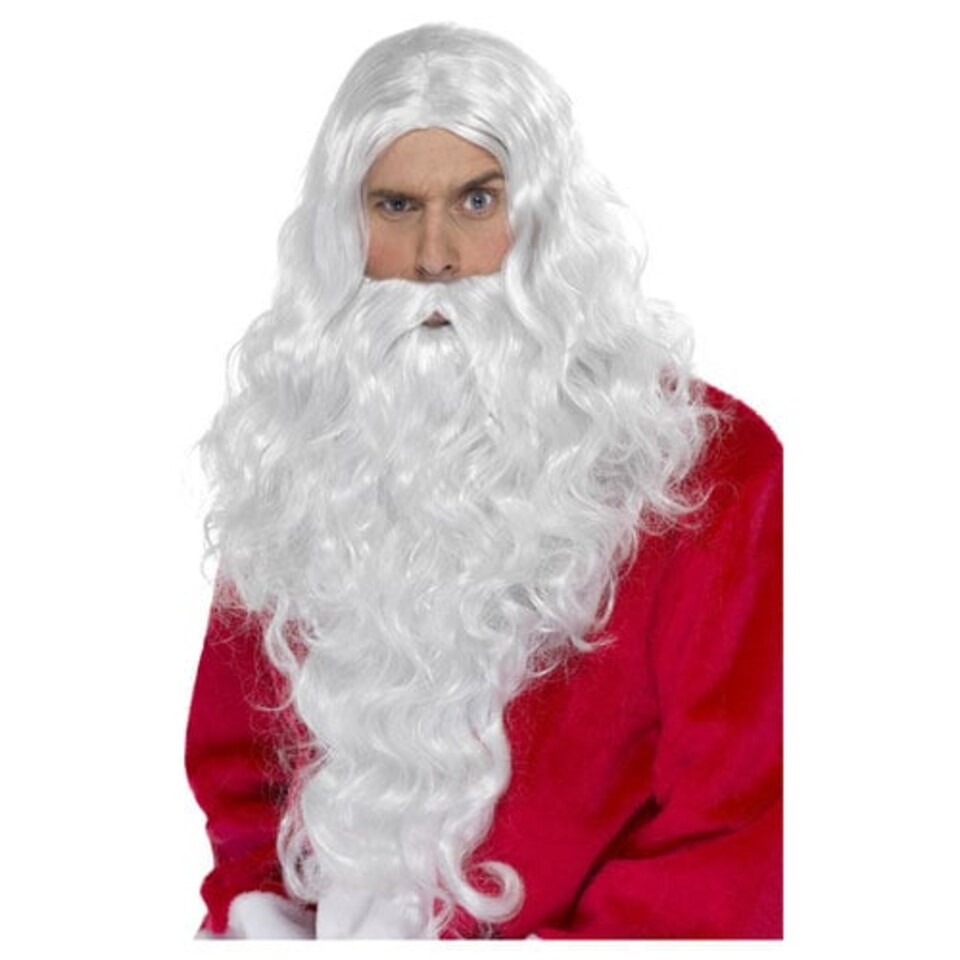 Santa Claus White Wig & Beard Christmas Fancy Dress Up Kit