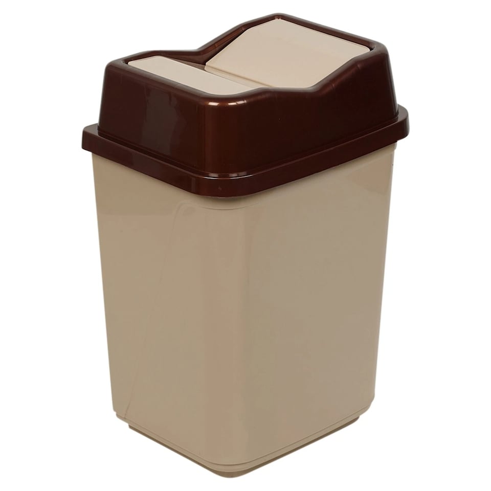 image 1 of Plastic Waste Recycling Bin With Butterfly Lid for Kitchen or Office | Brown | 30L Cappuccino