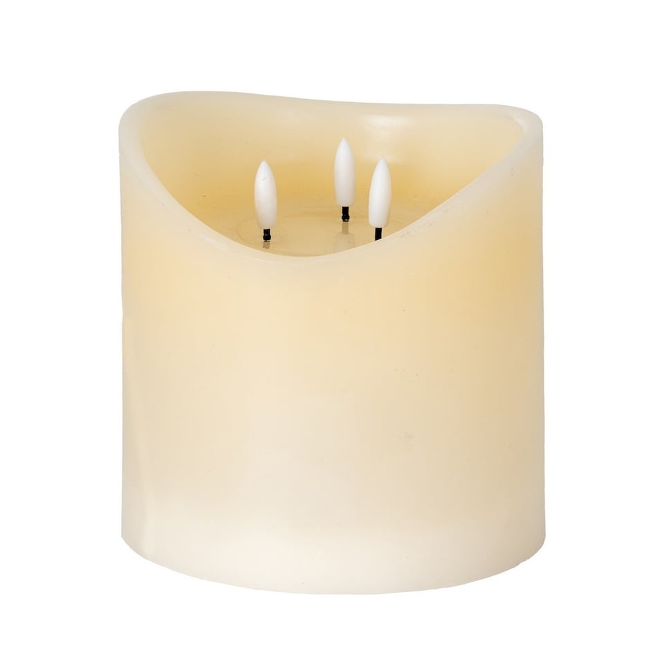 image 1 of Luxe Collection Natural Glow 6x6 Melted LED Candle - Plastic - L15 x W15 x H15 cm - Cream
