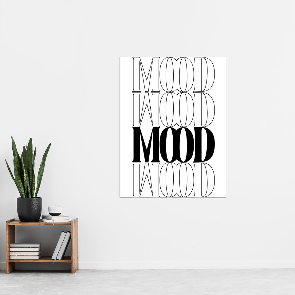 image 1 of Mood Black And White Bold Graphic Design XL Wall Art Print 24X32 In