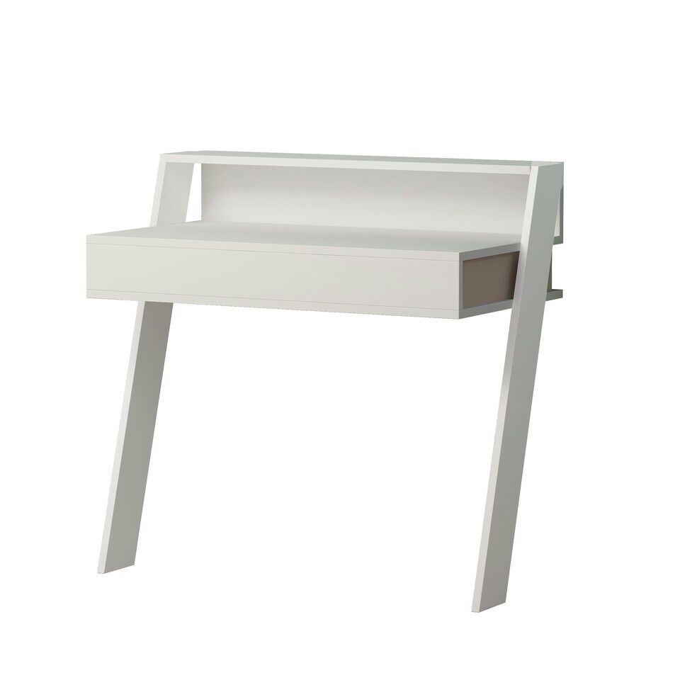 image 1 of Cowork Modern Desk White Wall Mounted With Drawer 94cm Wide White