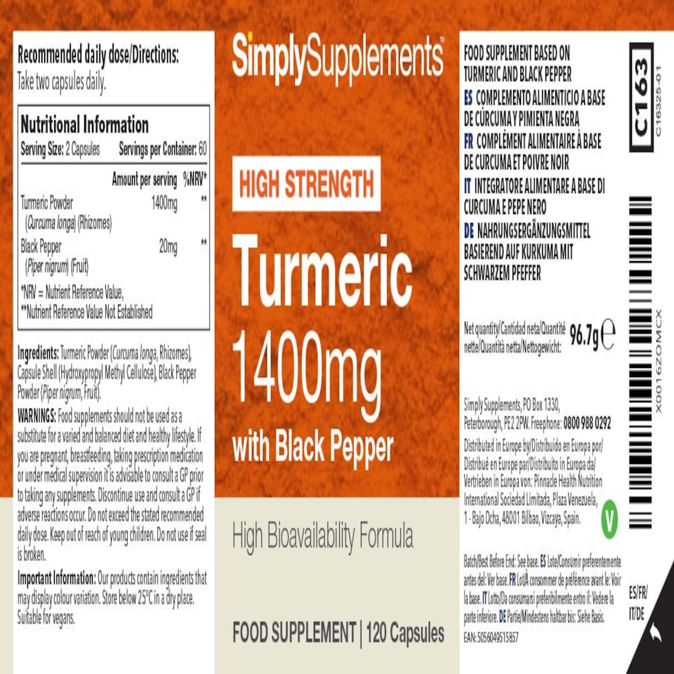 image 1 of Turmeric 1400mg with Black Pepper - 120 Capsules