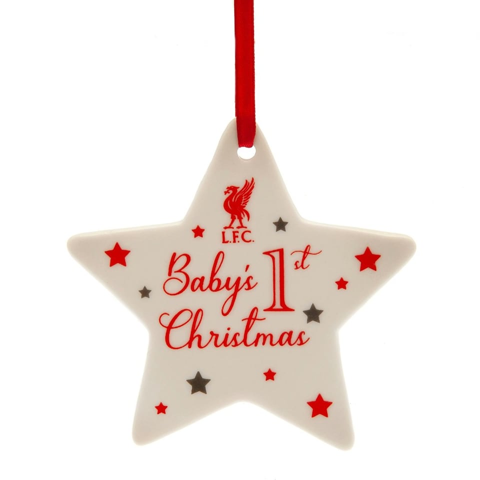 image 1 of Liverpool FC Babys First Christmas Decoration - White/Red - One Size