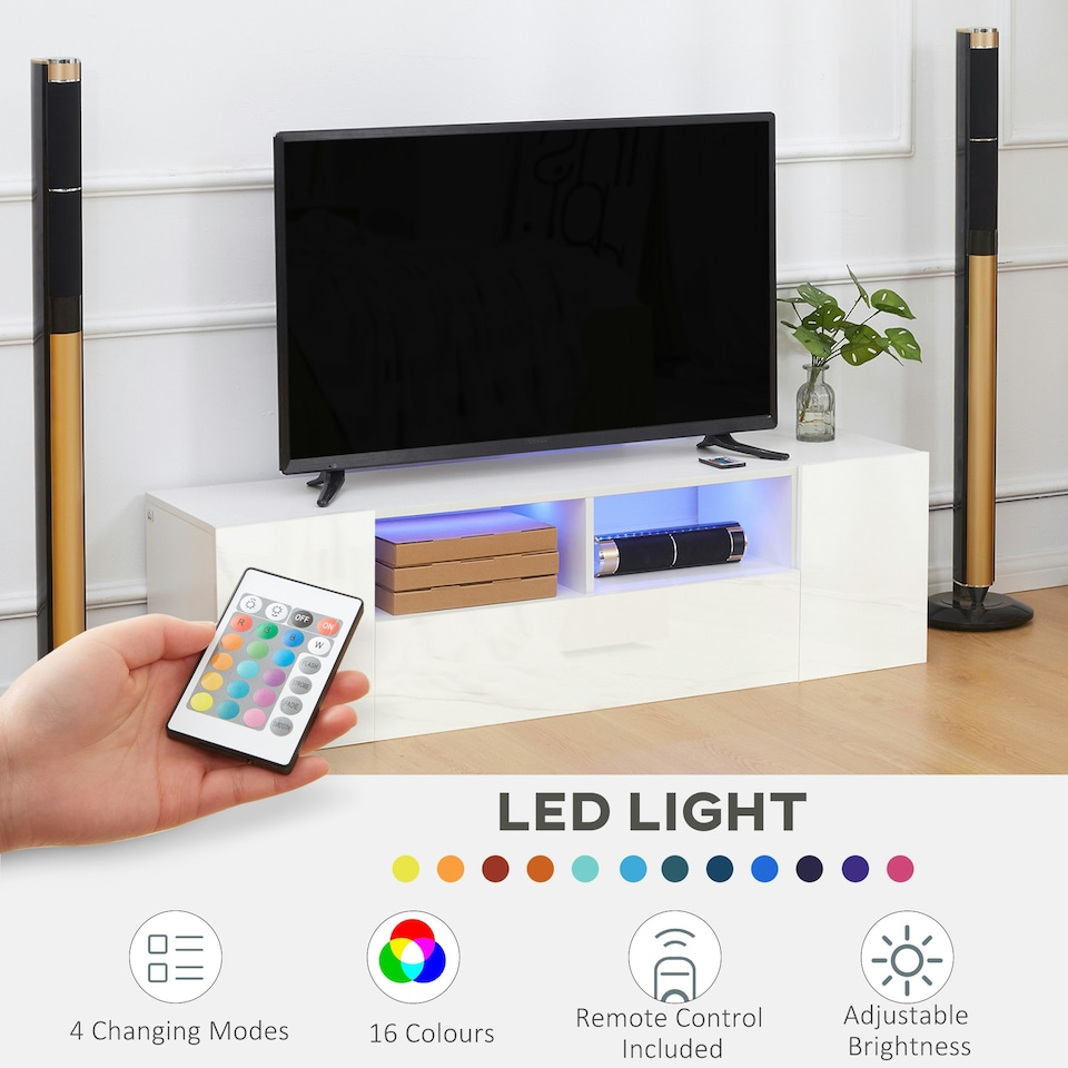 image 1 of HOMCOM TV Unit Cabinet for TVs up to 60" TV Stand with LED Lights