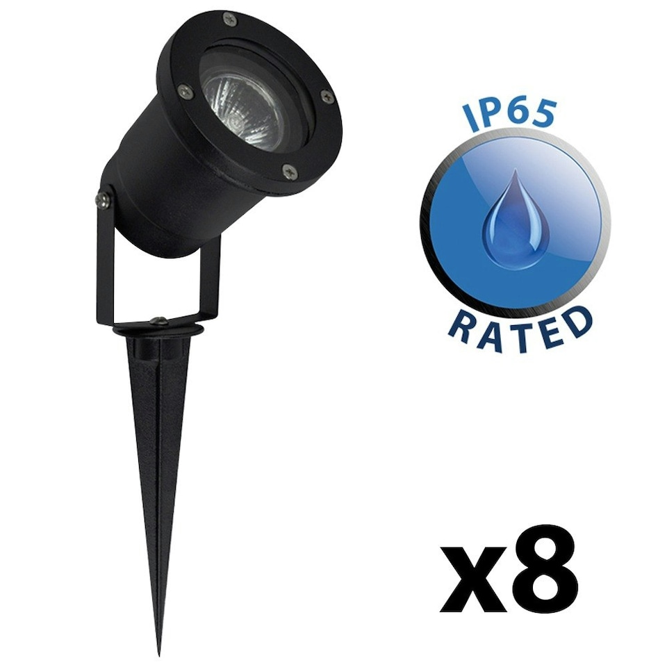 image 1 of ValueLights Derwent Pack of 8 Black Outdoor Light (Multi-Installation)