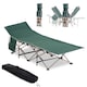 image 2 of Outsunny Single Person Camping Bed Folding Cot Outdoor Patio Portable Military Sleeping Bed Travel Guest Leisure Fishing with Side Pocket and Carry Bag - Green