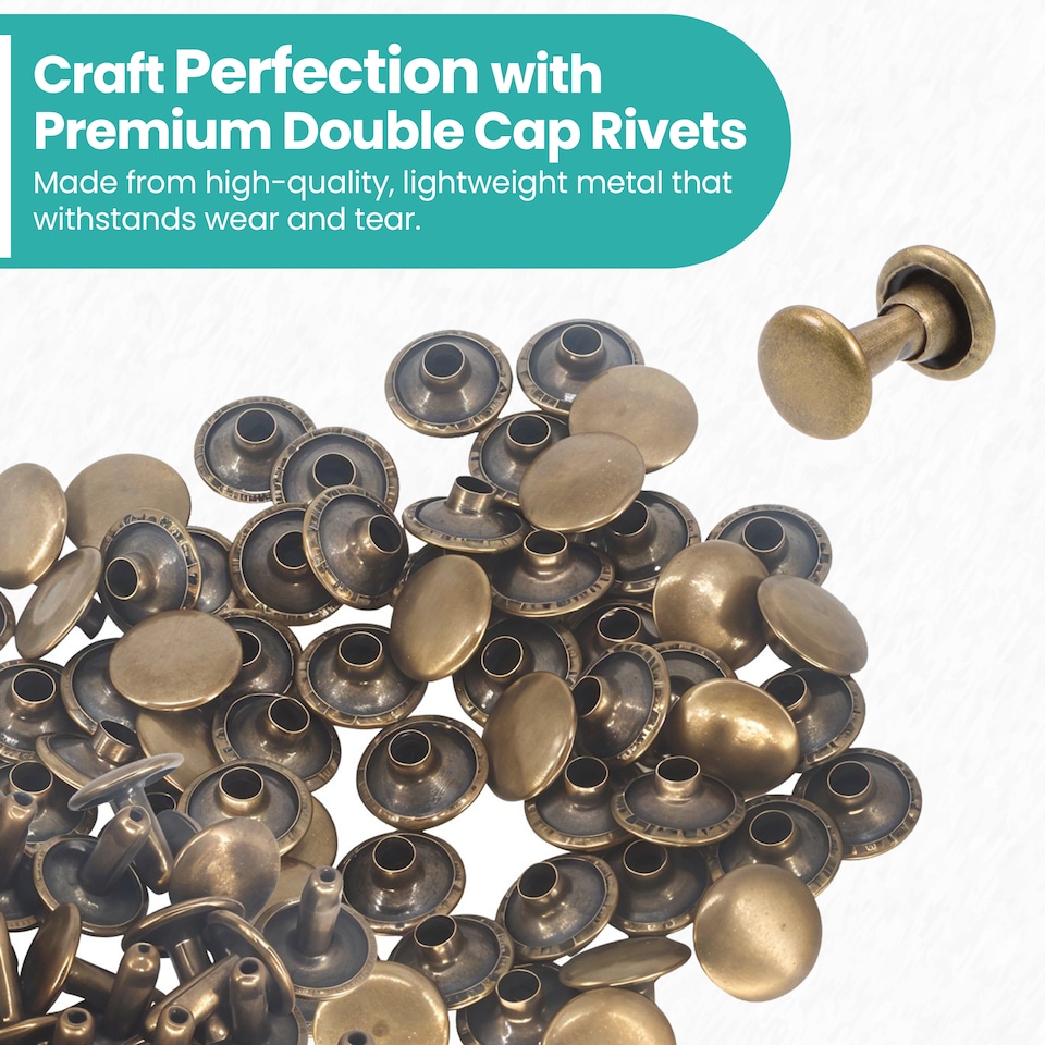 image 1 of 7mm Double Cap Rivets, Tubular Metal Studs for DIY Projects - 100pcs