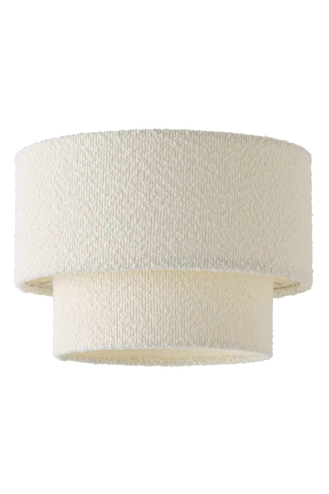 ValueLights Jodie Linen Two Tier Easy Fit Drum Ceiling Light Lamp Shade with Bulb in Beige