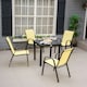image 2 of Outsunny Set of 4 Garden Dining Chair Set w/ High Back Armrest Beige