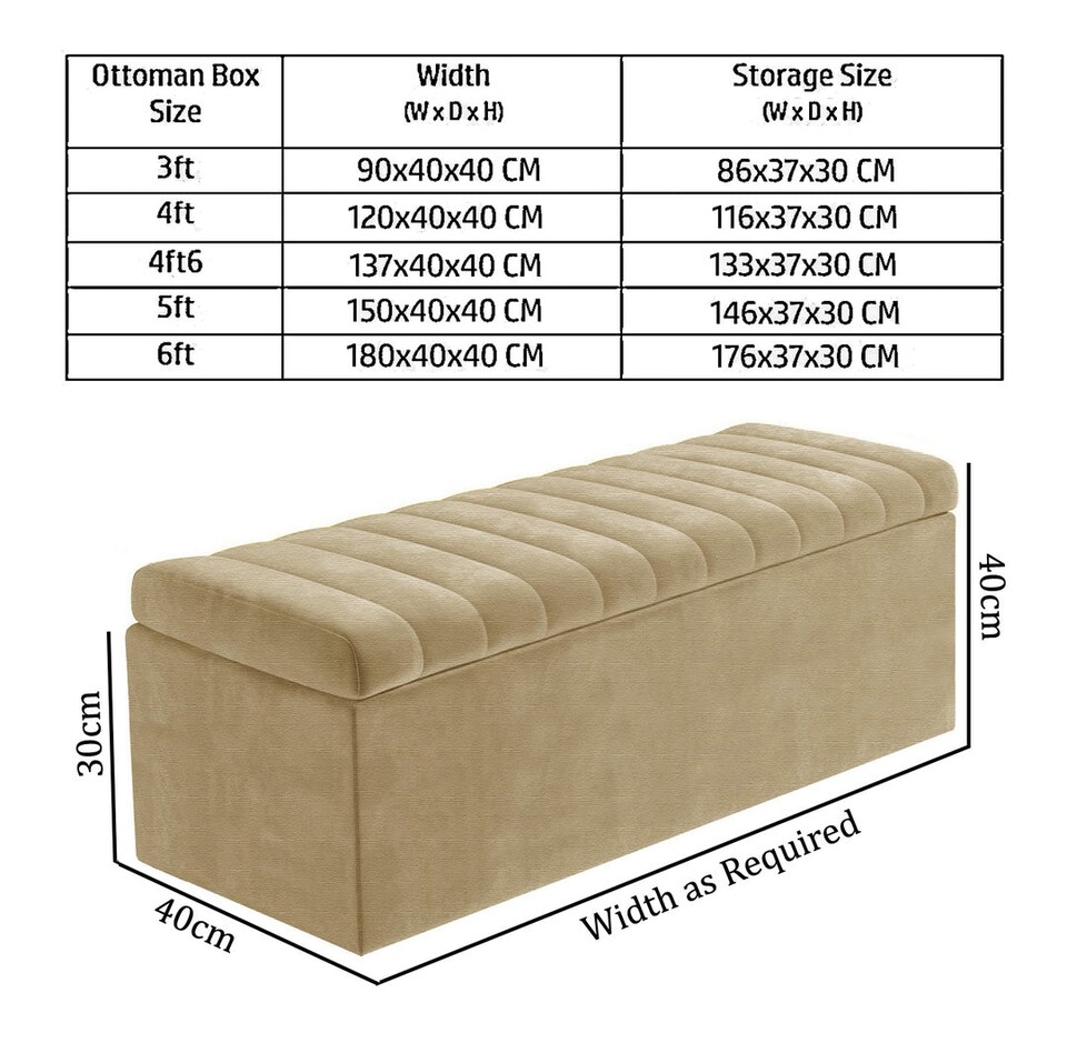 image 1 of Safar 180cm Wide Ottoman Storage box - Beige Naples Ottoman Box with Storage