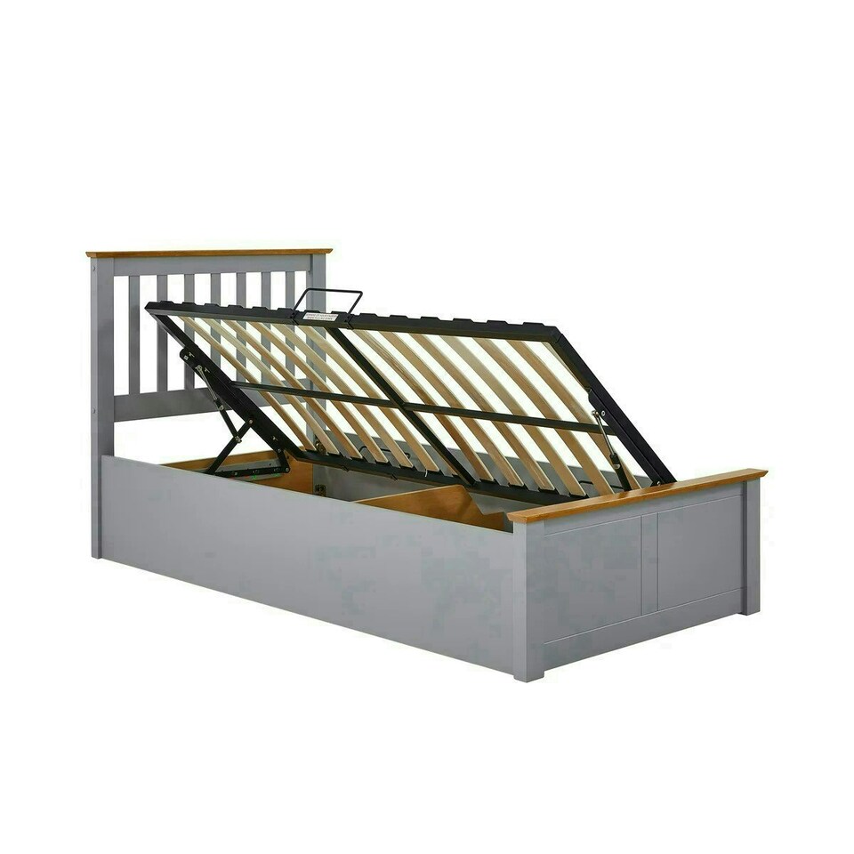 image 1 of Francis Grey Wooden Ottoman Bed And Signature Platinum 2000 Pocket Sprung Mattress Single | Grey