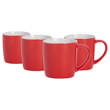 Argon Tableware Coloured Coffee Mugs - 350ml - Red - Pack of 4 | Red | Red | 4