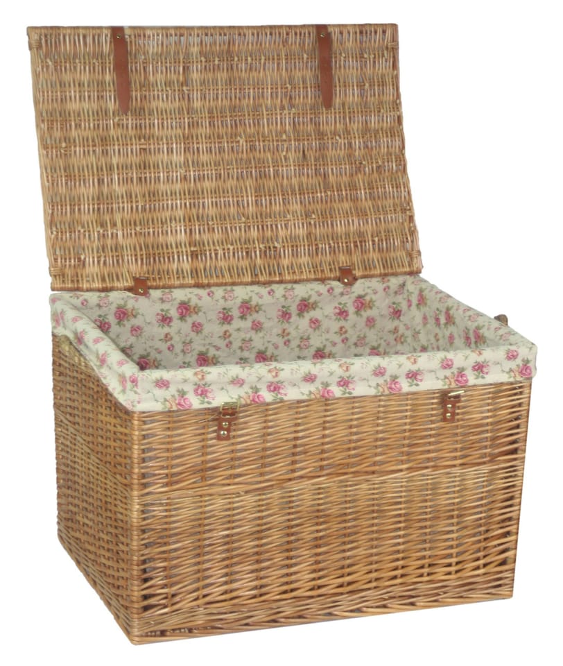 image 1 of Large Light Steamed Storage Basket with Garden Rose Lining | Multi | Garden Rose | L