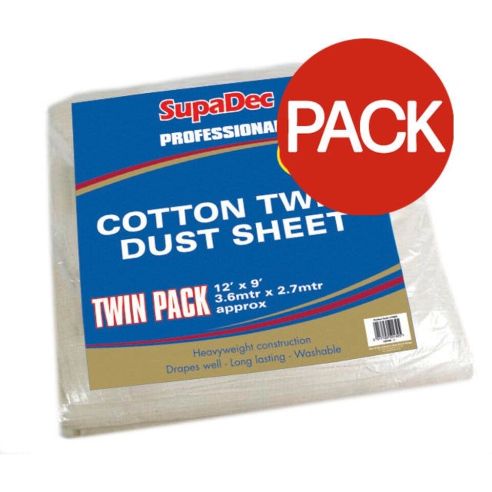 image 1 of SupaDec Pro Cotton Twill Dust Sheets (Pack Of 2) - White - Pack of 2