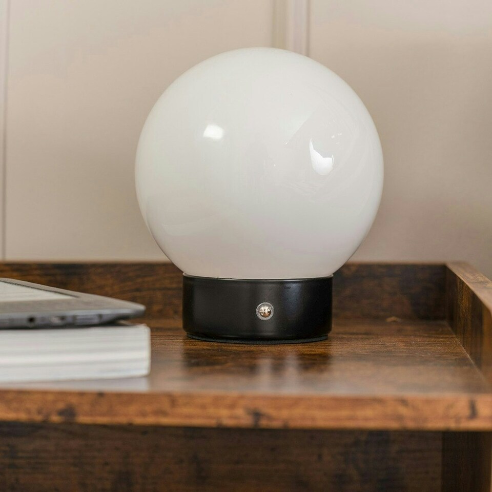 image 1 of ValueLights Atlas Frosted White Table Lamp with White Shade and Integrated LED 2W Warm White 3000K Bulb