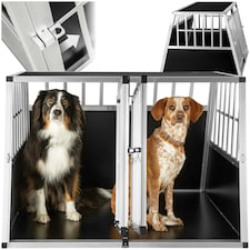 Dog Crate Double - angled back wall, aluminium transport box, lockable