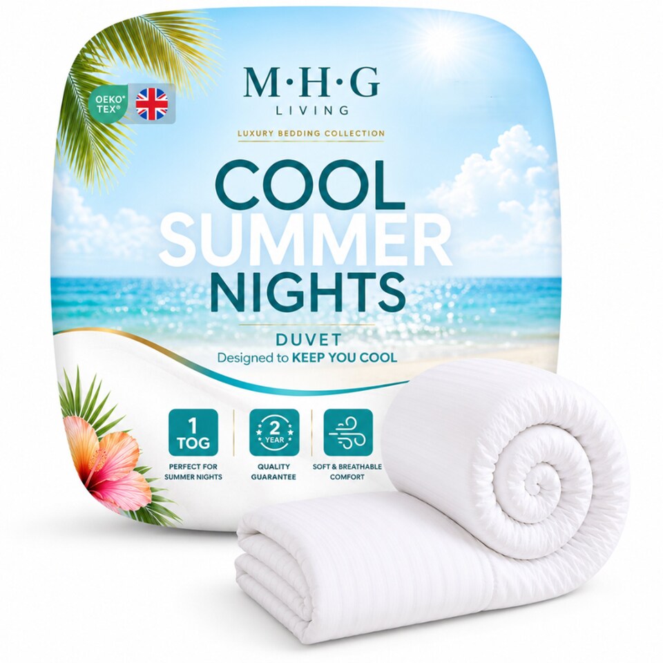 image 1 of Premium 1 Tog Summer Duvet Quilt - Lightweight Striped Microfibre, Breathable & Hypoallergenic